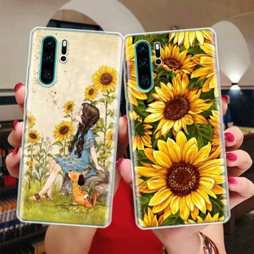 Beauty Yellow Sunflower Print Silicon Phone Case For Huawei Honor 10 9 20 Lite Y5 Y6 Y7 Y9 9X 8X 8S 8A 7X 7A 7S Pro + 10i20i Coq