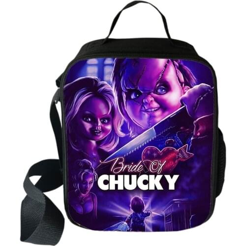 Horror Movie Childs Play Chucky Lunch Bag Women Men Picnic Camping Thermal Insulated Bag Student School Food Storage Bag