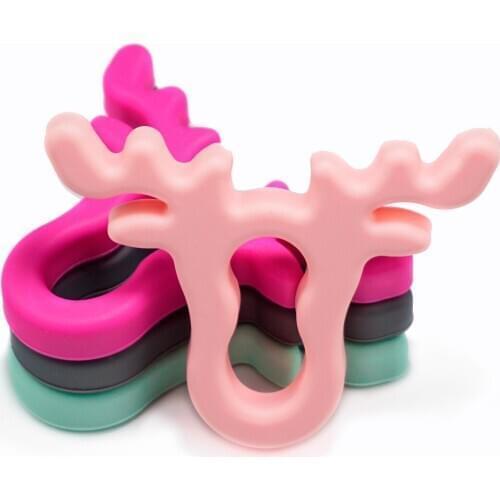 Sutoyuen 10pcs Silicone Baby Teether Antlers Teether Food Grade Baby Pacifier Necklace Chains Teething Chewable Nursing Toys