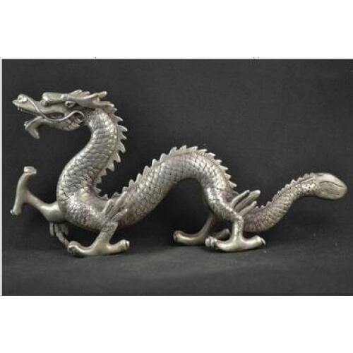 Decorated Miao Silver Carving Lifelike Dragon Rare Noble Statues Tibetan Silver decoration brass factory outlets