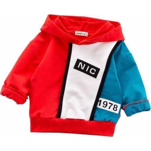 Spring Autumn Fashion Baby Clothes Boys Girl Cotton Leisure Hooded Sweatshirts Toddler Infant Letter Blouse Kids Outing Costume