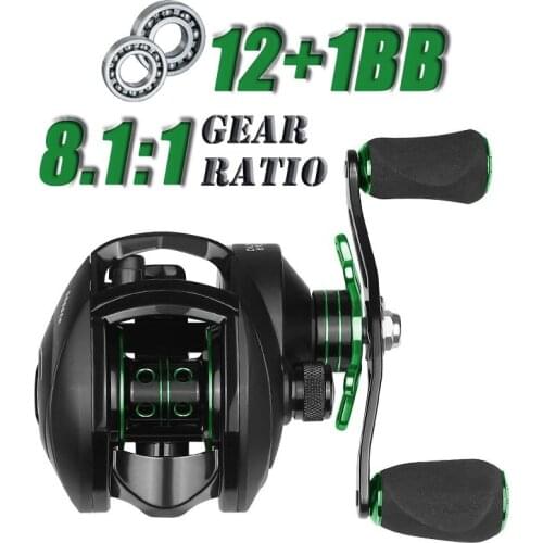 High Speed 8.1:1 Fishing Baitcasting Reel 12+1BB Saltwater Freshwater Fishing Wheel Casting Reel 8KG Max Drag