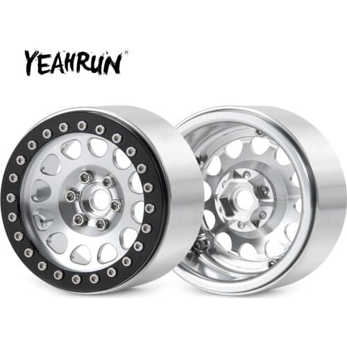 YEAHRUN 35mm Width Metal Alloy Beadlock 2.2 inch Wheel Rims Hubs for Axial Wraith 90018 1/10 RC Rock Crawler Car Parts