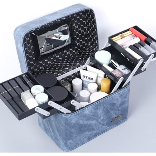 REMARKABLY Korean Large Capacity Cosmetic Bag Jewelry Storage Box Portable Multi-layer Women Makeup Handbag Organizer Box