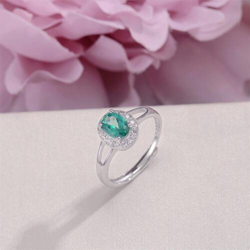 Fine Jewelry Sterling Silver Rings For Women 7*5mm Natural Gemstone Topaz Green Oval Adjustable Ring Charms Accessories R-TO003