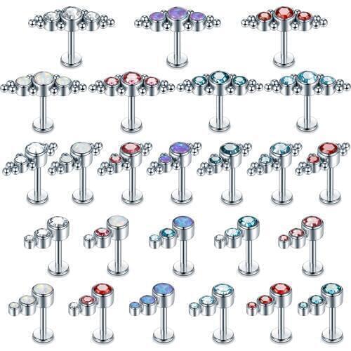 1PC 16G Internal Thread Opal Gem Labret Monroe Lip Stud Rings Opal Ear Cartilage Tragus Helix Earring Piercings Fashion Jewelry