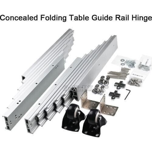 1PCS Aluminum Telescopic Cabinet Table Slide,Concealed Folding Table Guide Rail Hinge, Flat Push Folding Hardware GF249
