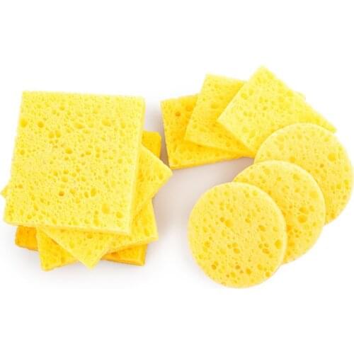 10pcs Heatstable Sponges Round square 0.6mm Thick Compressed Soldering Iron Cleaning Sponges Welding Accessories