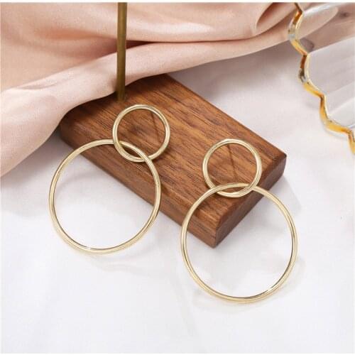 Handmade Crochet Big Earrings Bohemian Hollow Round Drop Earrings for Women Fashion Dangling Earrings