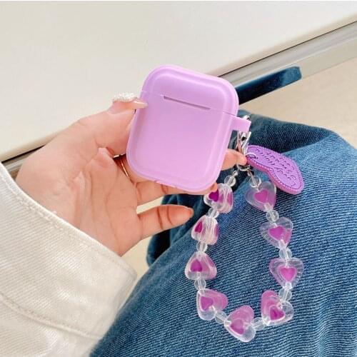 Chain Earphone Case For Airpods 2 purple Case Airpods Pro Cute love Korea Chain Hearphone Cover for Air Pods Case