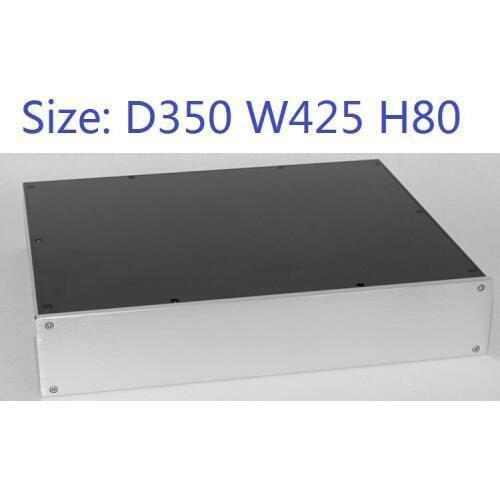 Size D350 W425 H80 All Aluminum Non-porous Pure Rear Class A Amplifier Chassis New DIY Headphone Enclosure WA119