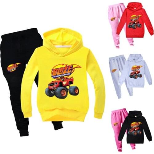 Kids Blaze and the Monster Machines Clothes Sets Girls Christmas Outfit Autumn Long Sleeve Sweatshirts Hoodies Pants for Boys