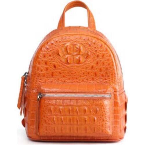 Dongou Siam crocodile Female bag Genuine leather men backpack crocodile head Back bone skin Travel bag fashion backpack