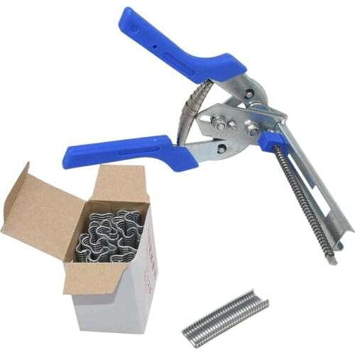 Hog Ring Plier Tool and 600pcs M Clips Staples Chicken Mesh Cage Wire Fencing Caged clamp Poultry supplies