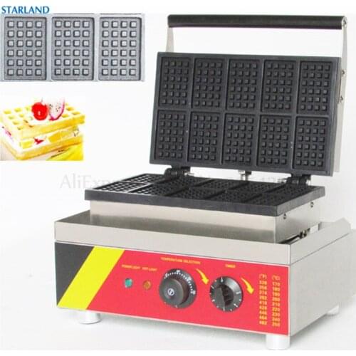 Commercial Rectangle Waffle Machine Non-Stick Lolly Baker Waffle 10pcs Moulds Electric Snack Equipment 220v/110v