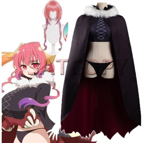 Anime Maidragon Cosplay Miss Kobayashis Dragon Maid Costumes Ilulu Uniforms Top Pants Cloak Wig