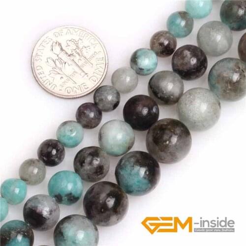 6mm 8mm 10mm Round Natural Green American Madagascar Black Amazonite Stone Semi Precious Beads For Jewelry Making Wholesale
