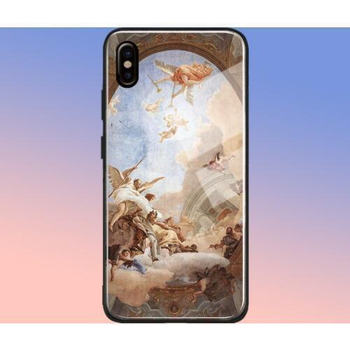 Tiepolo Baroque Mural art fresco Glass Soft Silicone Phone Case For iPhone 6 6s 6Plus 6sPlus 7 8 Plus X XR XS 11 Pro MAX