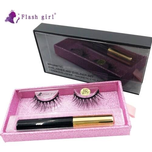 Newest Magnetic Eyelashes And Liquid Eyeliner Kit Handmade 5D Mink Full Strip Lashes In Bulk Natural Fake Eyelash Extension W17