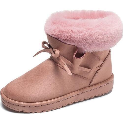 Super Warm Womens Snow Boots Plus Velvet Warm Winter Boots Female Fur Ball Comfortable Slip-On Ankle Flock Snow Shoes