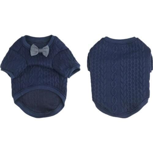 Dog Gentleman Clothes Bow Tie Sweater Pet Puppy Warm Solid Color Casual Coat Jacket For Cats Dogs Chihuahua Clothes