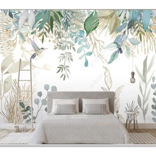 Papel de parede Modern Tropical Plant Leaves Flowers And Birds Murals Living Room Bedroom Waterproof Wall Painting home decor