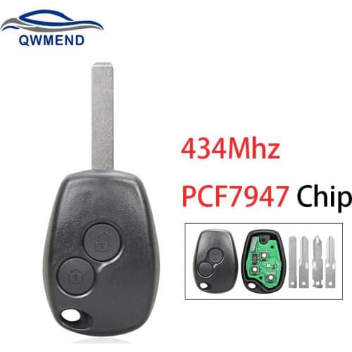 BHKEY for Renault Car Key 2B PCF7947 Chip 434Mhz Car Remote Key for Renault Megane Modus Clio Kangoo Logan Sandero Duster
