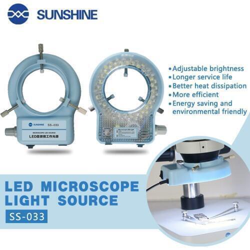 Sunshine SS-033 LED Microscope Light Source Single Cylinder Binocular Stereo Microscope Ring Lamp Integrated LED Ring Light