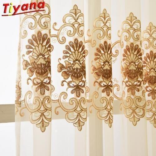 Modern Fancy good quality embroidered European curtains cloth voile tulles for decoration living room bedroom balcony X-WP160#20