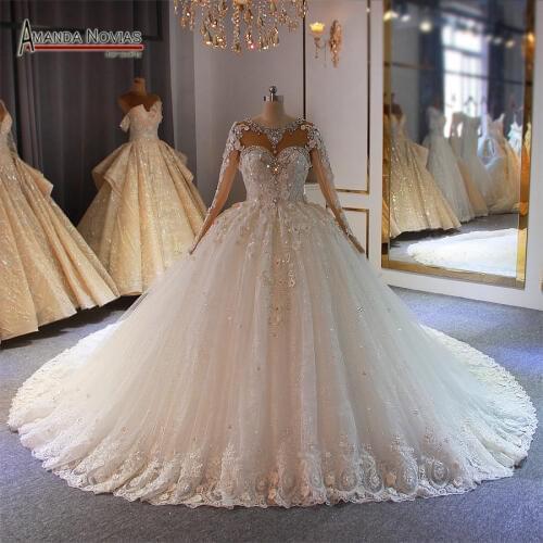 2020 bride dress amanda novias top quality custom order heavy beading wedding dress ball gown wedding