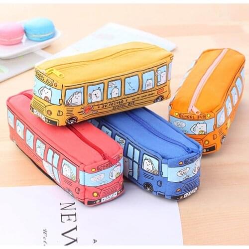 Creative Canvas Car Pencil Case School Supplies Pencil Cases For Girls Boys Stationery Pen Bag