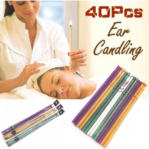 40 Pcs Coning Beewax Natural Ear Candle Ear Candling Therapy Straight Style Ear Care Thermo-Auricular Therapy Health Care Tool