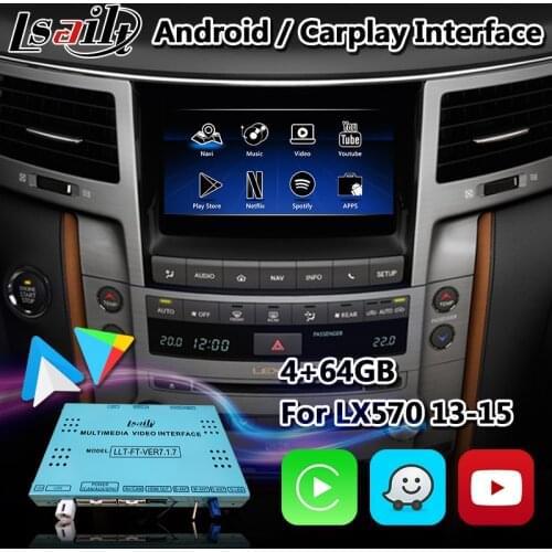 Lsailt Android Carplay Video Interface for Lexus LX570 2012-2015 with GPS Navigation Youtube Waze Google Play