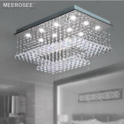 High Quality K9 Crystal Chandelier Light Fixture Modern Rectangle Clear Crystal Ceiling Lamp Lustre de cristal for Living room