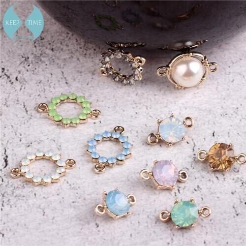 DIY handmade jewelry accessories alloy with protein drill double hanging circle pearl earrings pendant pendant