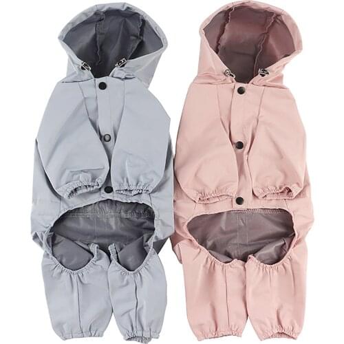 Dog Hoodies Clothes Waterproof Outfit Raincoat Drawstring Reflective For Dog Puppy Small Medium Large Dogs Dog Raincoat