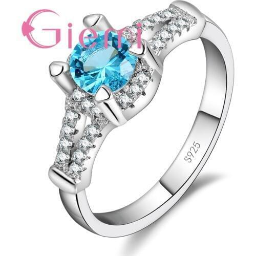 Dazzling Cubic Zirconia CZ Rings 5 Color Option 925 Sterling Silver Popular Jewelry Wholesale Women Female Bague Anillos