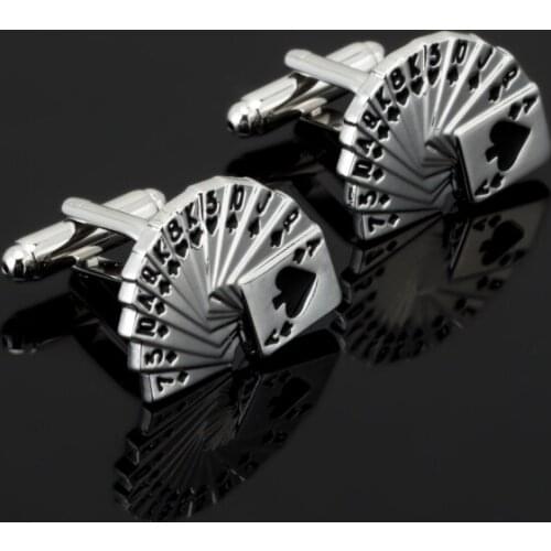 1 Pair Silver Plated Vintage Nail Sleeve Button Mens Wedding Gift Poker Cufflinks Exquisite Cuff Links Suits Men Jewelry