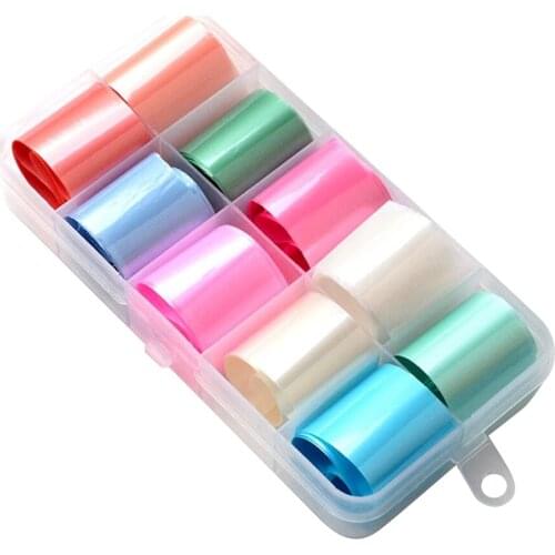 10pcs Nail Art Foil Paper Wraps 3D Tips Full Stickers Flake Decal Decoration