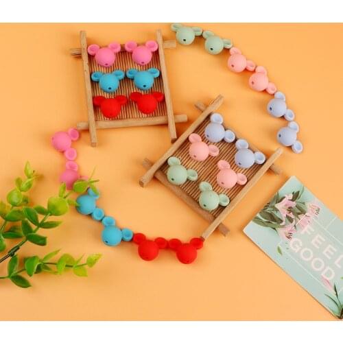 Kovict 100/200/500pcs Mickey Baby Teething Beads Food Grade Cartoon Shape Beads For Necklaces BPA Free Baby Teether