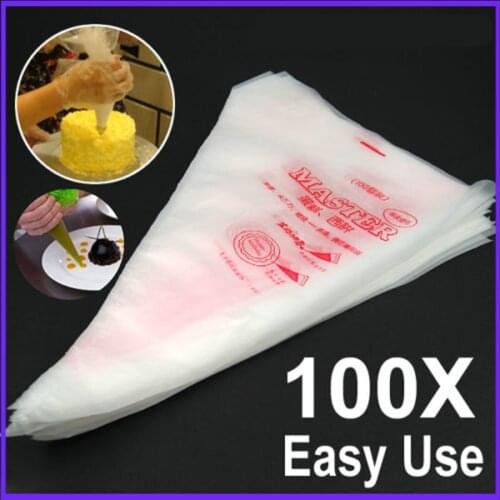 Cream Milkshake Pastry Shop 100 PCs Disposable Candy Bag Piping Cake Candy Pastry Cup-Shaped Cake Decorating Tools/Bag