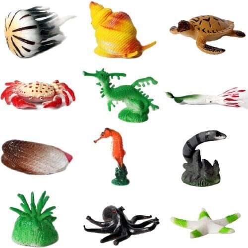 12PCS Deep Sea Animals,Assorted Ocean Underwater Creatures,Realistic Plastic Marine Toy Figures Educational Toys for Toddlers