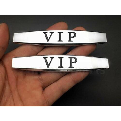 2pcs Metal Chrome VIP Luxury Car Fender Emblem Skirts Badge Decal Sticker JDM