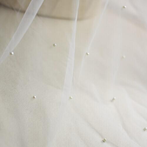 3M/Lot Soft Pearl Beaded Mesh Wedding Dress Gauze Diy Fabric High-end Photography Soft Net