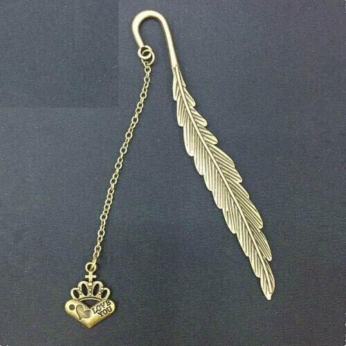 300 PCS Leaf Bookmark Label Creative Retro Exquisite Bronze Feather Bookmark Metal Vintage Bookmark For Students Gift 6 Style