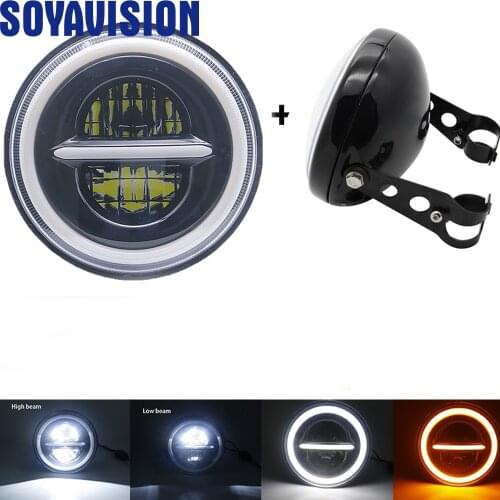 7 inch headlight for Motorcycle H4 Car 7'' LED Driving Light Phare Farol Moto Headlamp housing bracket for harley