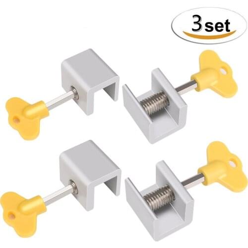 Practical Adjustable Sliding Window Locks Stop Aluminum Alloy Door Frame Security Lock With Keys Home Office Safety Window Lock