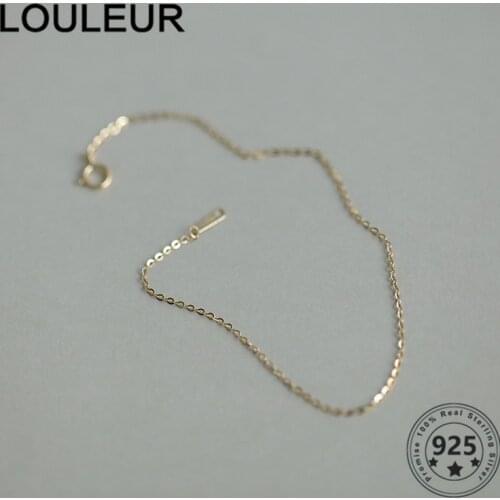 LouLeur 14K Gold 925 Sterling Silver Bracelets Extremely Thin Chain Bracelets For Girl Women Fine Jewelry Gift 2021 Trend Simple