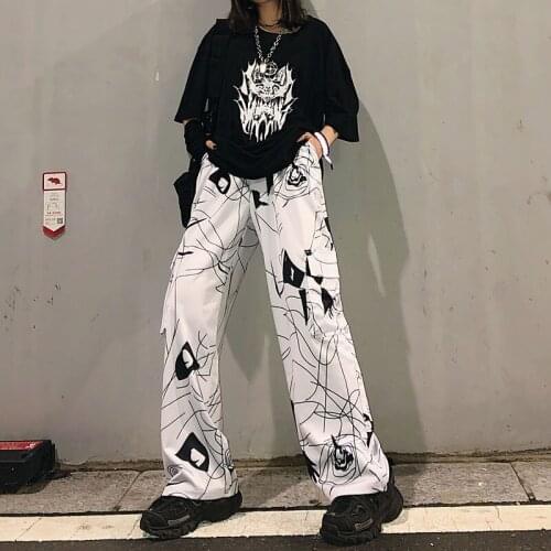 Women Streetwear High Waist Retro Hip Hop Wide Leg Trousers Japanese Harajuku Gothic Cargo Pants Female Korean Y2K Sweatpants