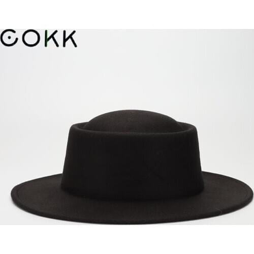 COKK Hats For Women Men Fedora Autumn Winter Korean Fashion Jazz Cap Top Hat Wide Brim Ladies Church Hats Gorro Chapeau Femme